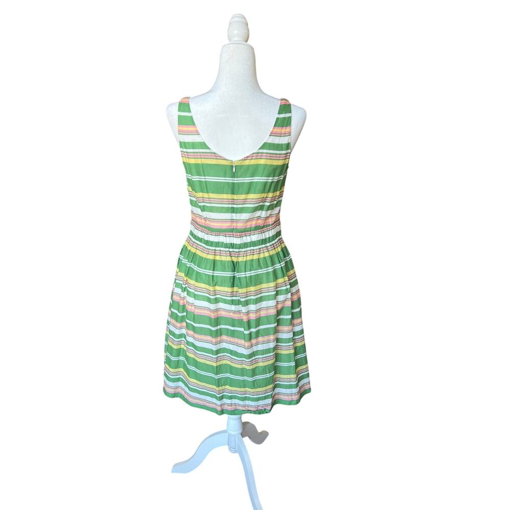Boden Hattie Green and Pink Striped Fit and Flare Dress Women's Size 4 Pockets - Picture 4 of 11